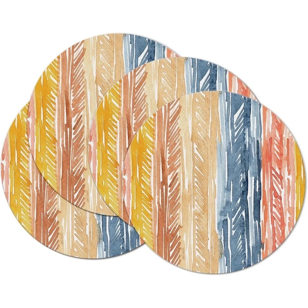 Pattern Flair 4 Pack Round Reversible Easy Care Flexible Plastic Placemats